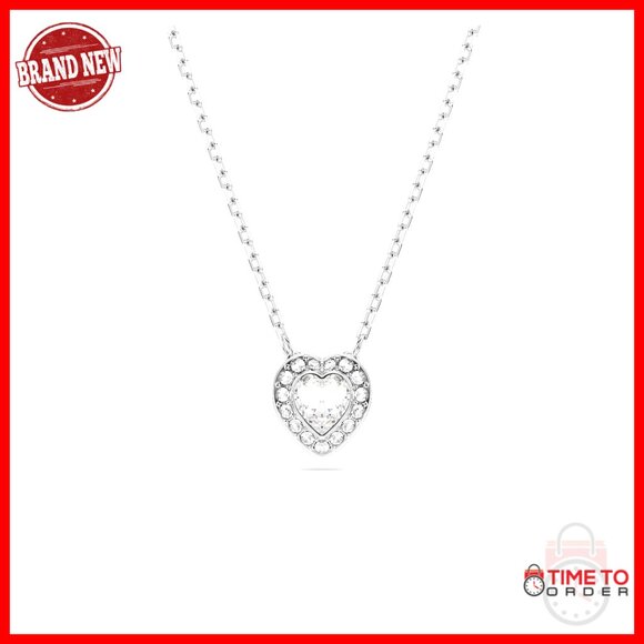 Crystal Pearl Jewelry Set Elegant Rhodium Finish Heart Pendant Studs Bracelet